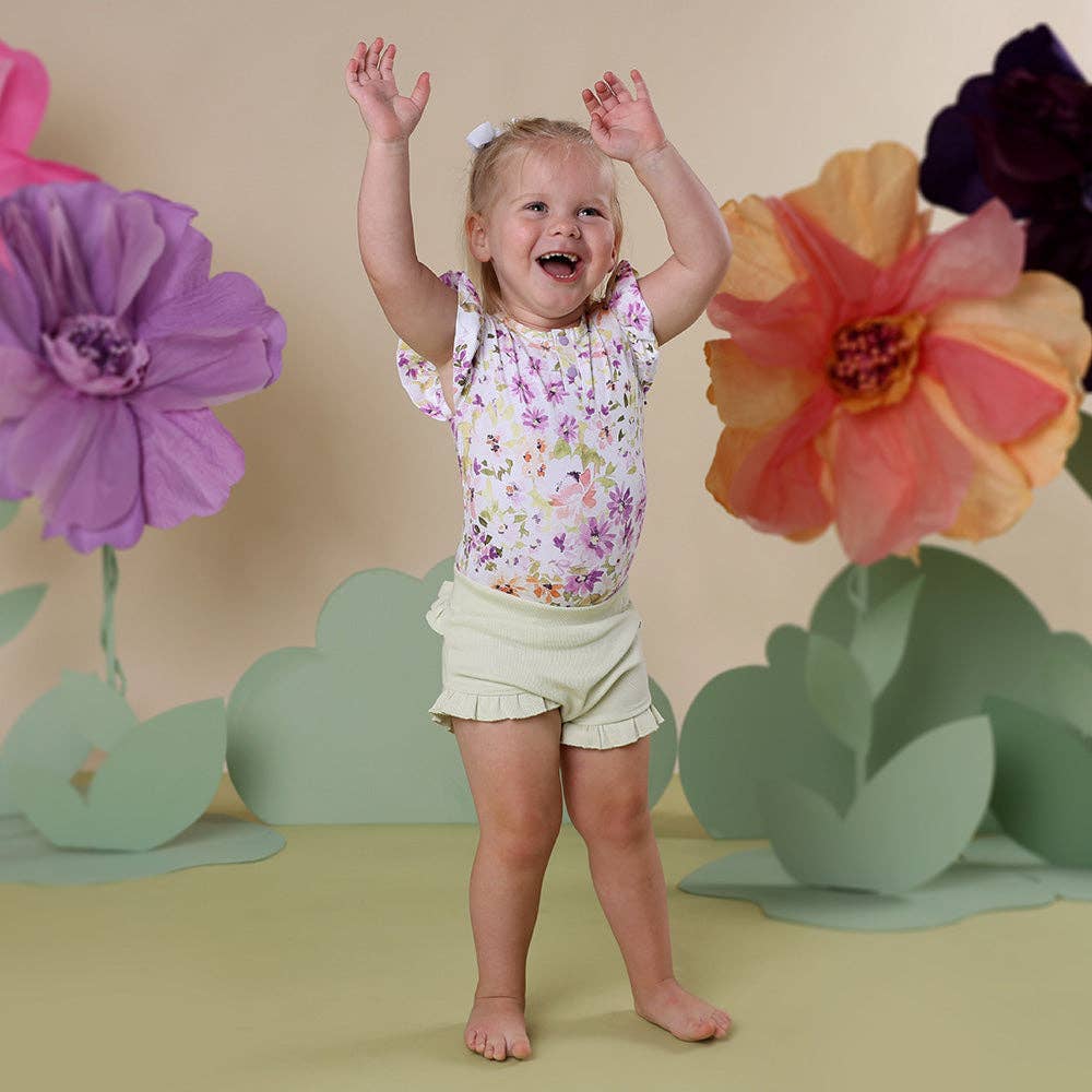 Isla Short Sleeve Organic Bodysuit with Frill: 0-3 Months (000)