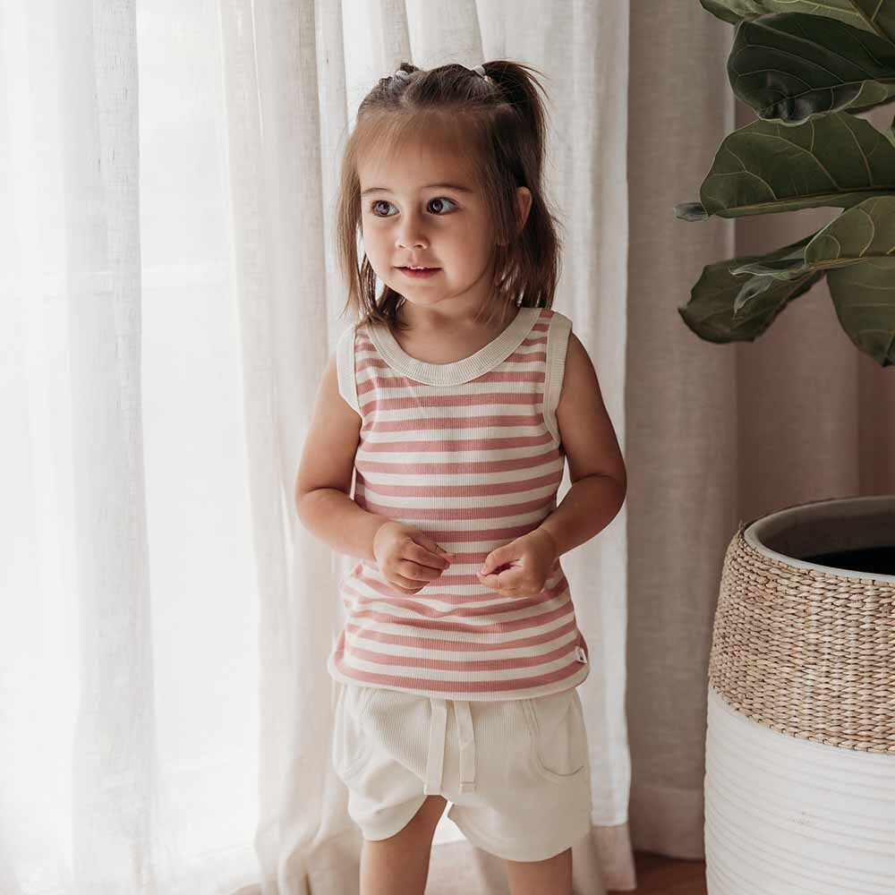 Rose Stripe Organic Singlet