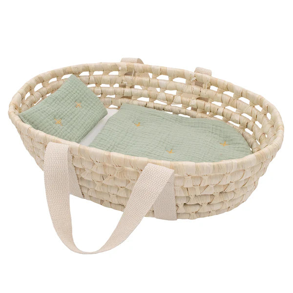 100% Cotton Rope Doll Moses Basket - Blush