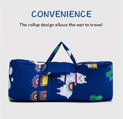 Beeweed Youngsters Nap Mat with Alpaca Pattern, Rollup Design Sleeping Bag for Youngsters - Ideal for Daycare, Preschool, Travel, and Camping