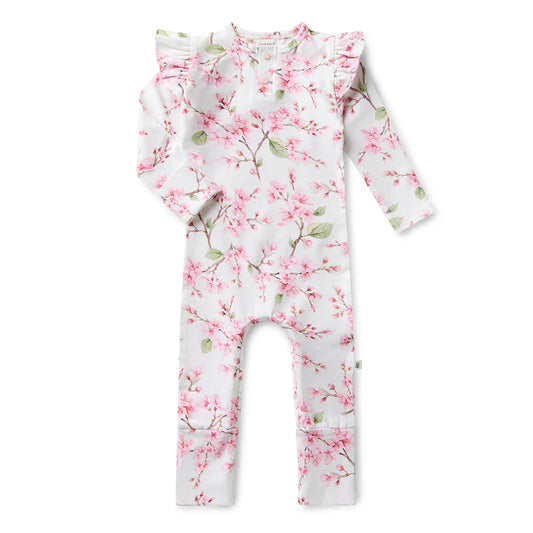 Cherry Blossom Organic Growsuit with Frill