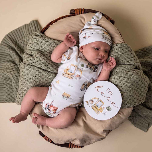 Diggers and Tractors Short Sleeve Organic Bodysuit