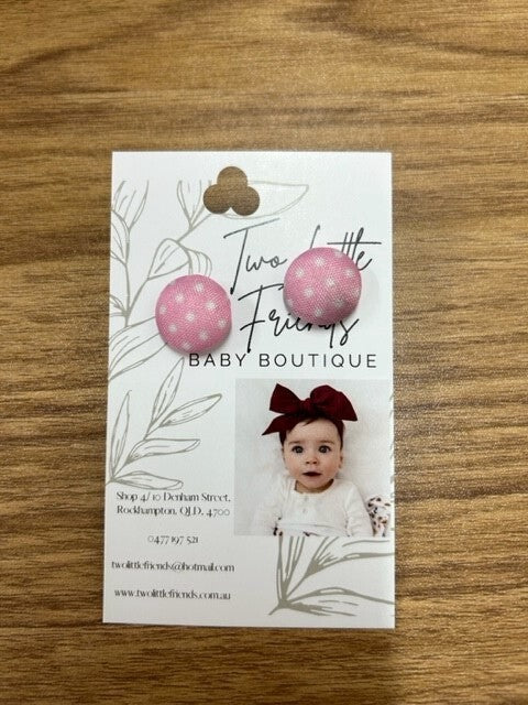 Fabric Button Stud Earrings - 3115