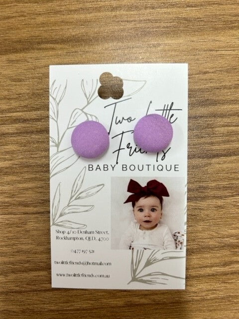 Fabric Button Stud Earrings - 3120