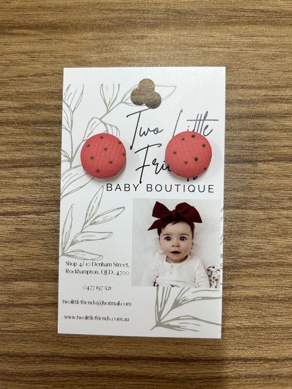 Fabric Button Stud Earrings - 3137
