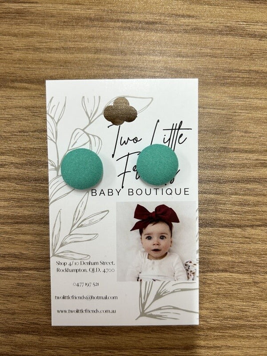 Fabric Button Stud Earrings - 3141