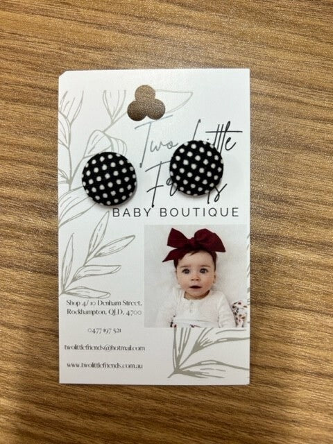 Fabric Button Stud Earrings - 3147