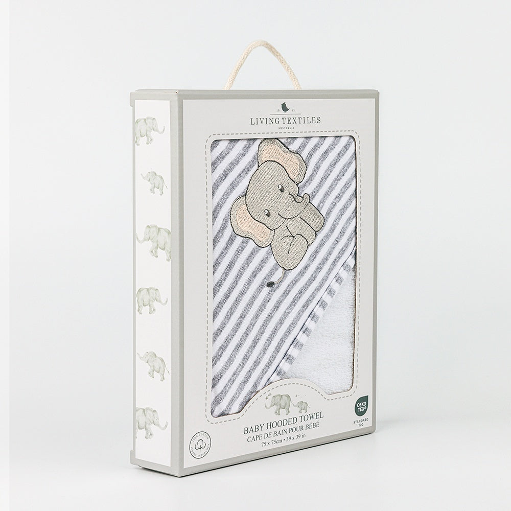 Hooded Towel - Watercolour Elephant