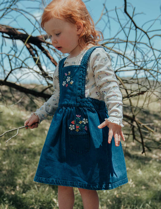 EMBROIDERED PINNIE - Mid Denim