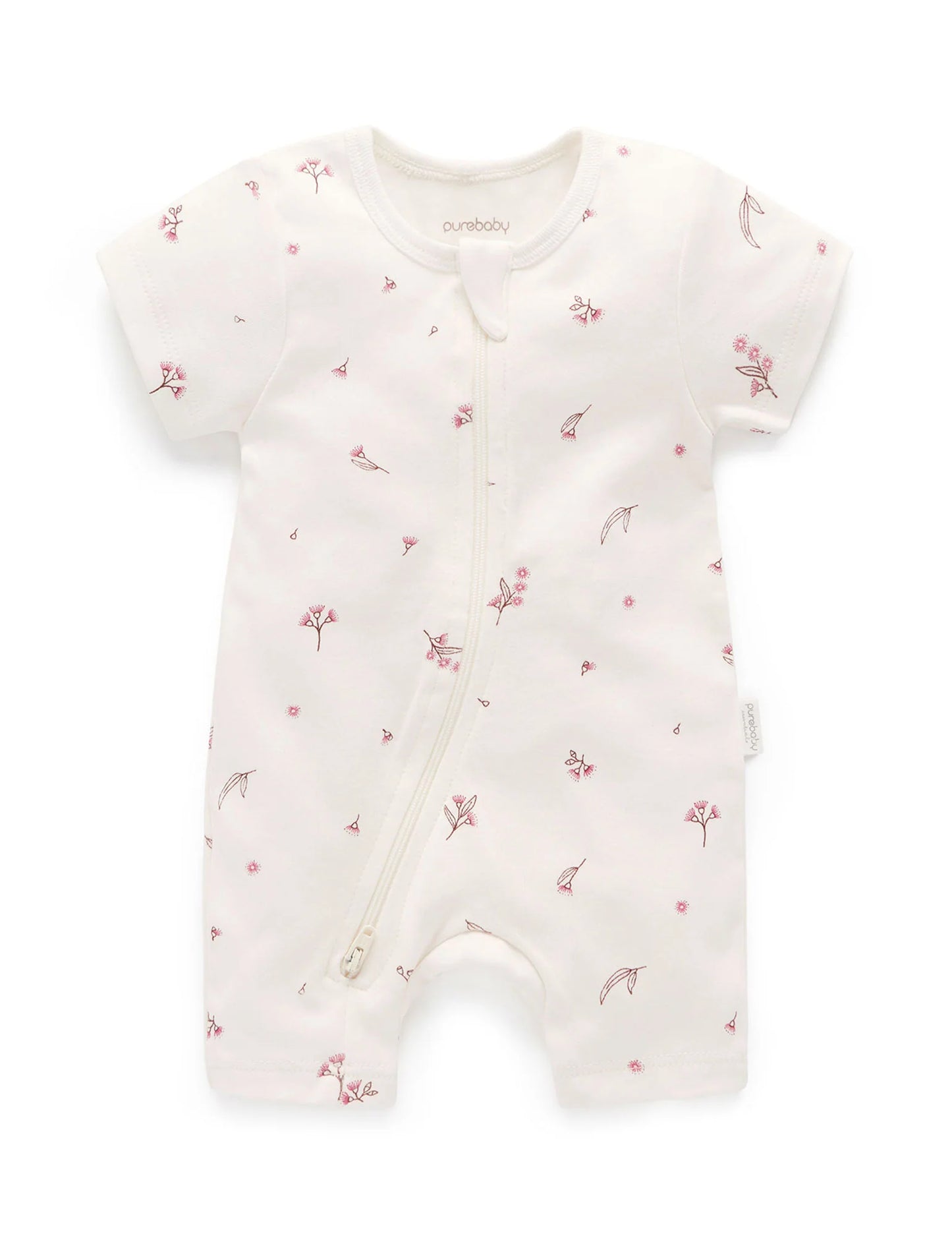 S/S SHORT LEG ZIP GROWSUIT- Vanilla Blossom