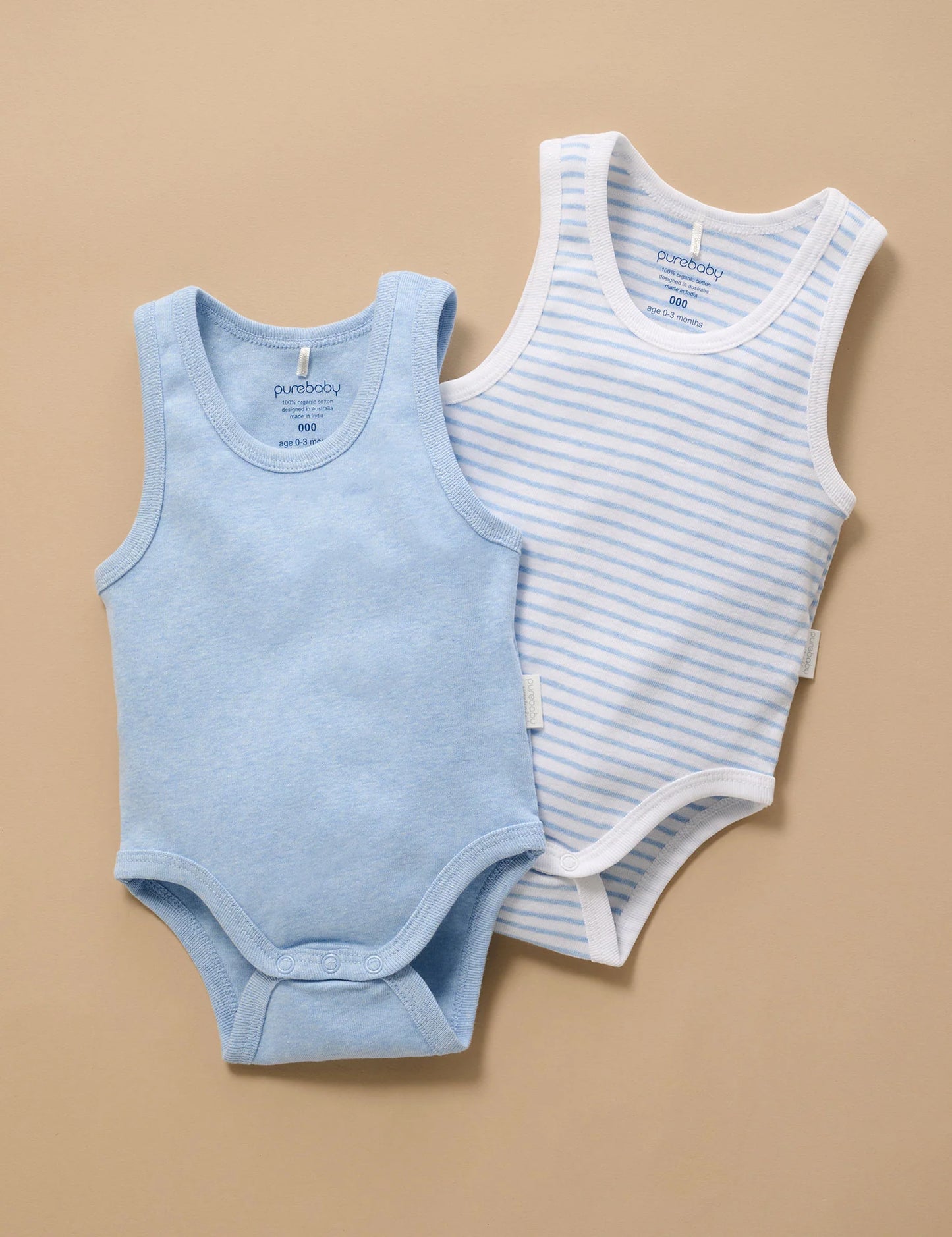 RIB BODYSUIT 2 PACK - Pale Blue