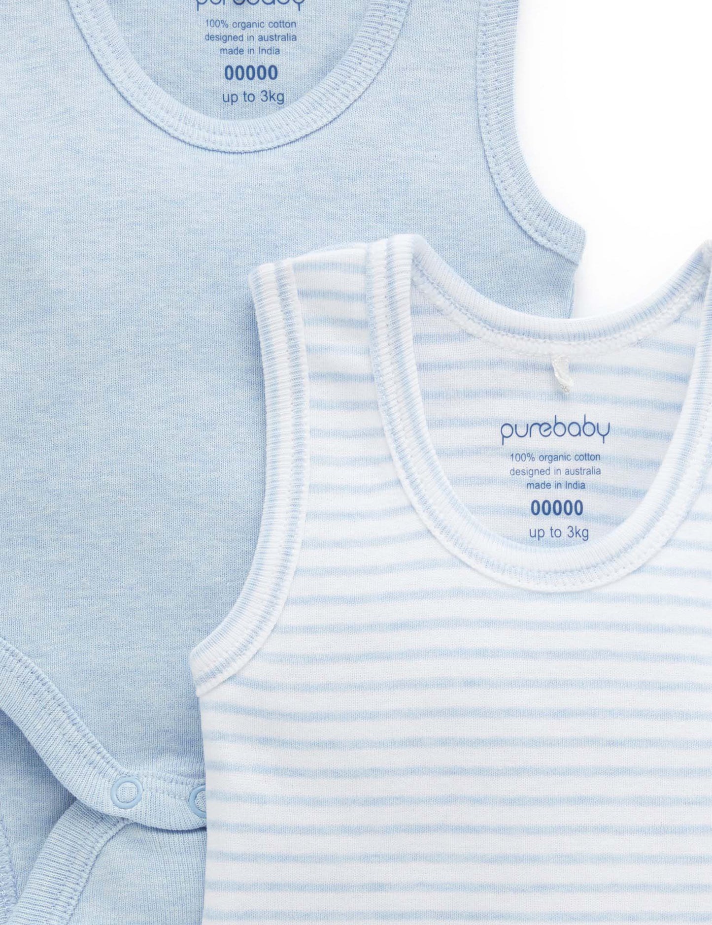 RIB BODYSUIT 2 PACK - Pale Blue