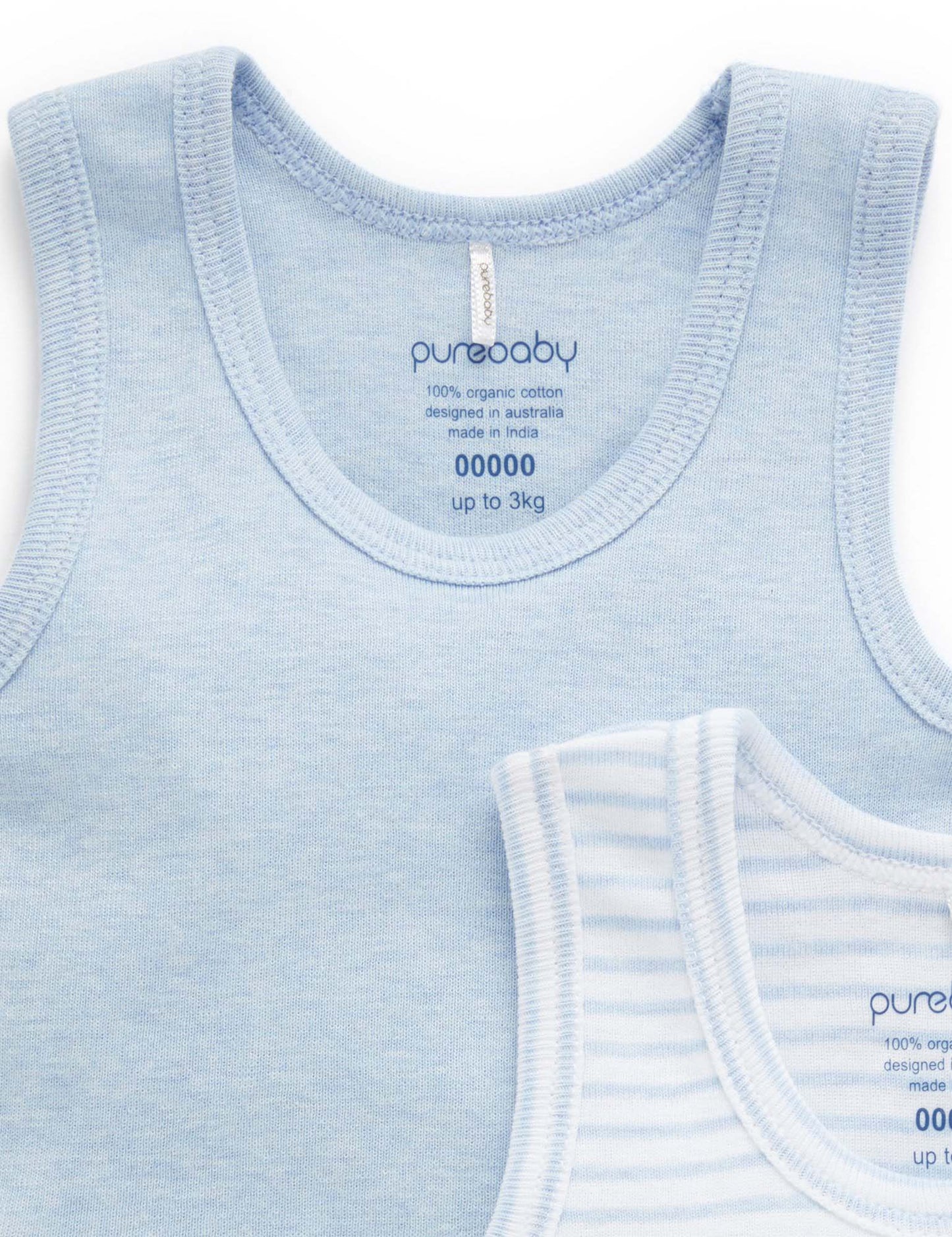 RIB BODYSUIT 2 PACK - Pale Blue