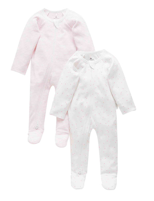 2 pack Zip Growsuit- Pale Pink Blossom