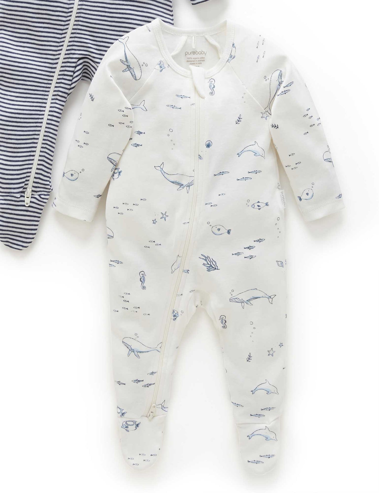 2 PACK ZIP GROWSUIT -Vanilla Nautical