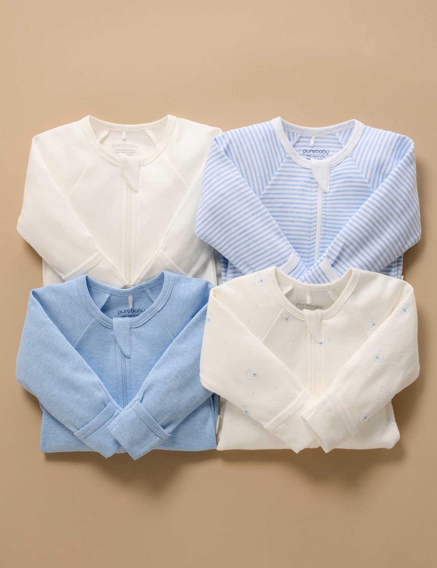 2 PACK ZIP GROWSUIT -Pale Blue