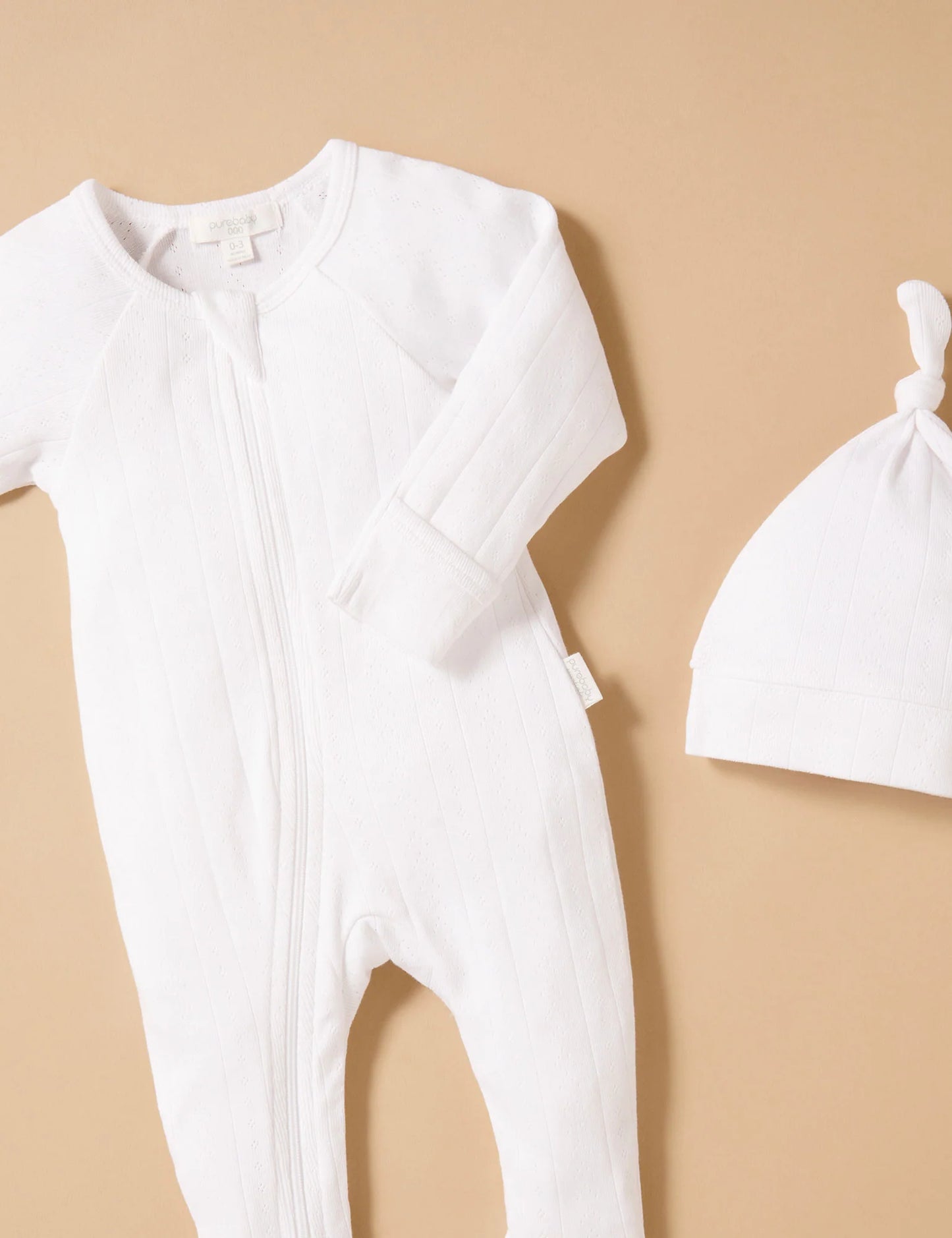 POINTELLE GROWSUIT & HAT PACK- White