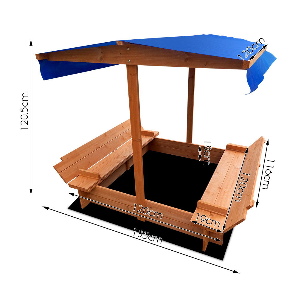 Keewezi Wooden Outdoor Sand Box Set Sand Pit- Natural Wood