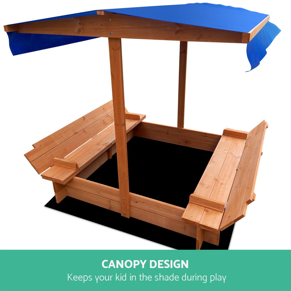 Keewezi Wooden Outdoor Sand Box Set Sand Pit- Natural Wood
