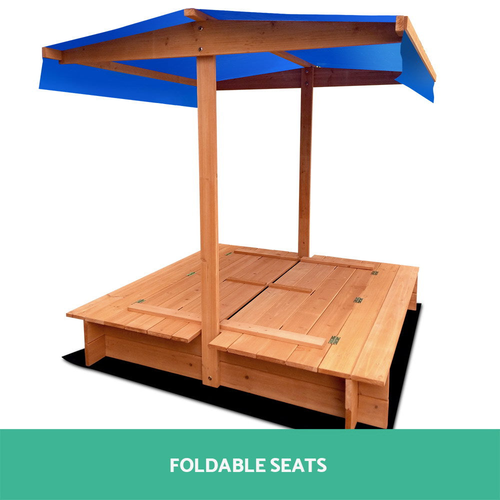 Keewezi Wooden Outdoor Sand Box Set Sand Pit- Natural Wood
