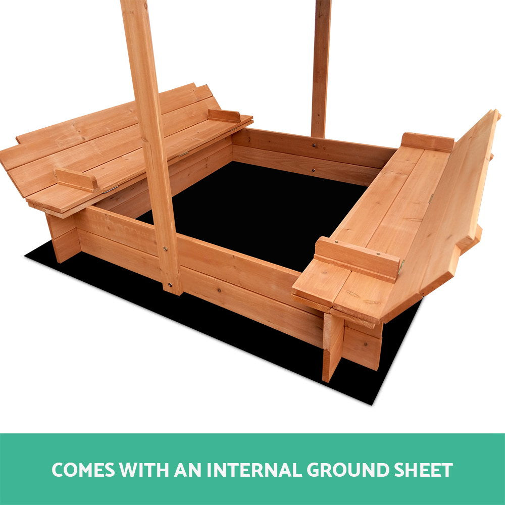 Keewezi Wooden Outdoor Sand Box Set Sand Pit- Natural Wood