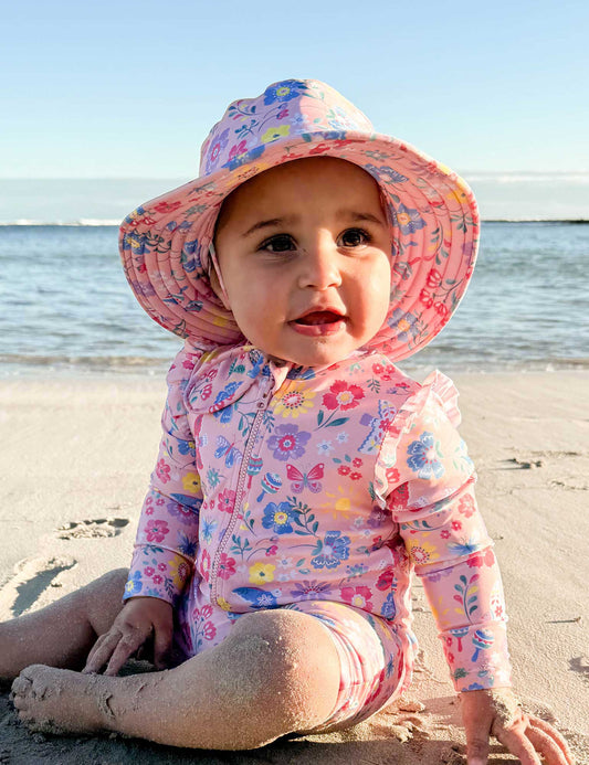 BROAD BRIM SWIM HAT- Pajaro Print