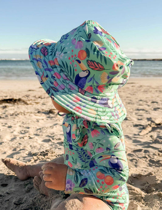 BROAD BRIM SWIM HAT- Toucan Print