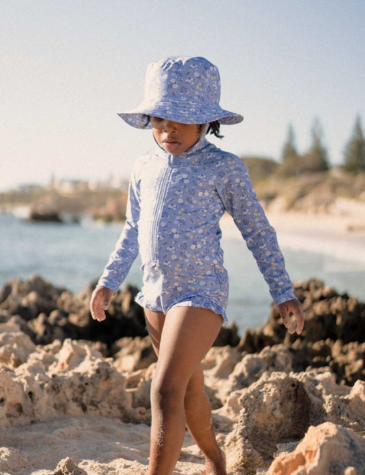PRINTED L/S SWIMSUIT- Daisy Print