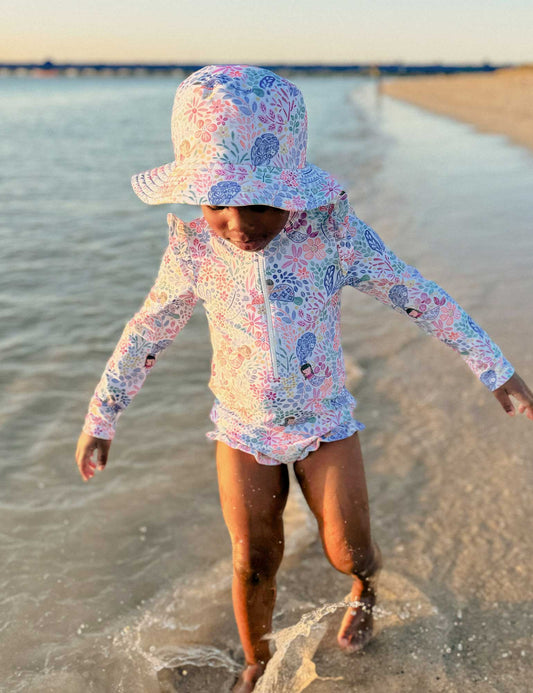 PRINTED FRILLY L/S SWIMSUIT- Mermaid