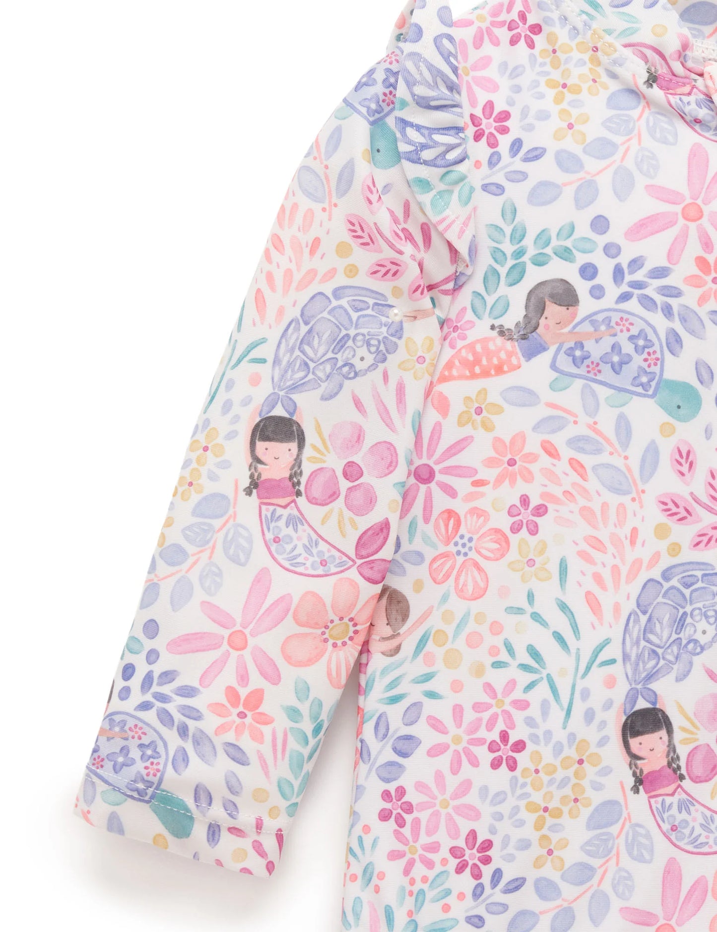 PRINTED FRILLY L/S SWIMSUIT- Mermaid