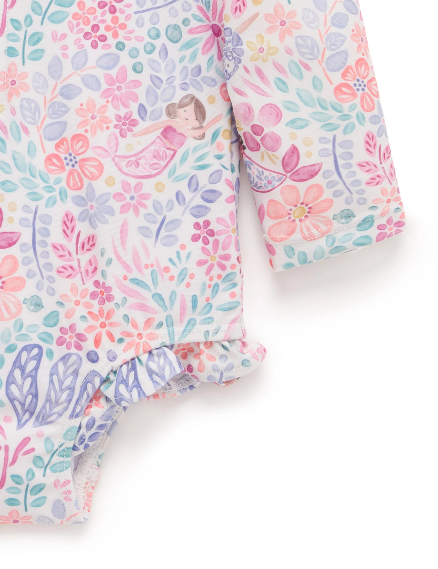 PRINTED FRILLY L/S SWIMSUIT- Mermaid