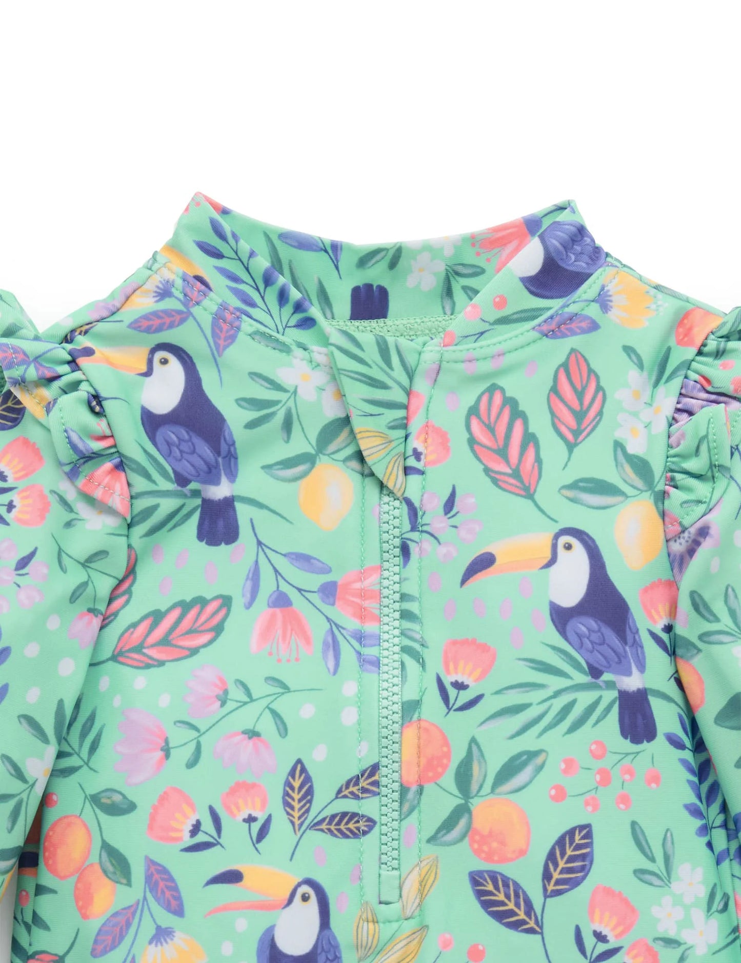 PRINTED FRILLY L/S SWIMSUIT-Toucan Print