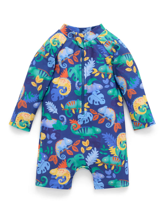PRINTED L/S SUNSUIT-CHAMELEON