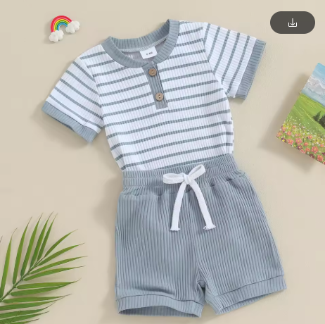 Striped Romper and Shorts Set