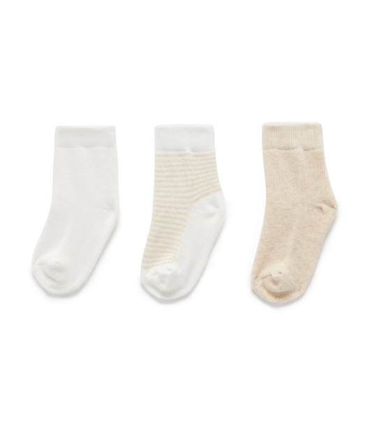 3 Sock Pack -Wheat/Vanilla