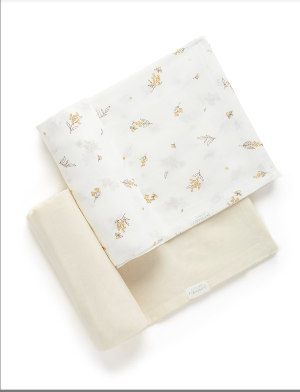 Muslin Wrap - Wheat Wattle Bee 2pk