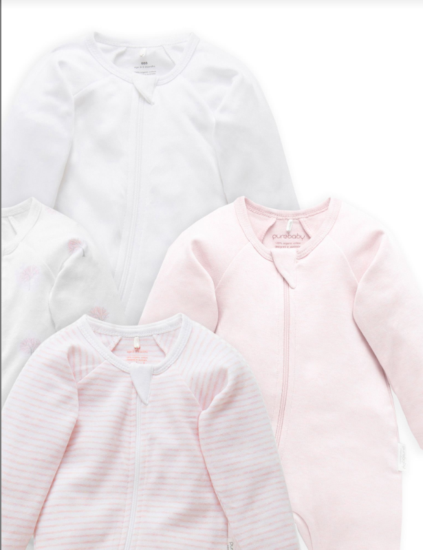 4 PACK ZIP GROWSUIT-Pale Pink