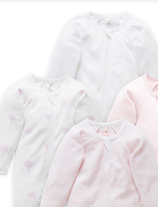 4 PACK ZIP GROWSUIT-Pale Pink