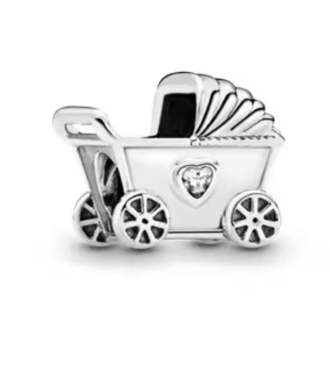 Sterling Silver Bracelet Charm- Pram