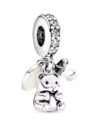 Sterling Silver Bracelet Charm-Teddy and Dummy