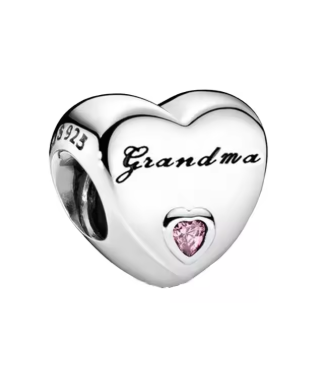 Sterling Silver Bracelet Charm-Heart shape Grandma, Nan, Wife