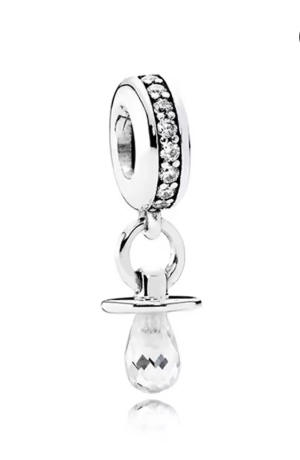 Sterling Silver Bracelet Charm- Dummy, Glass
