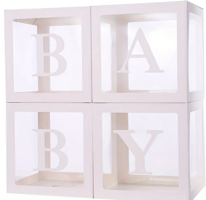 8pcs,Baby Letters Paper Transparent Box
