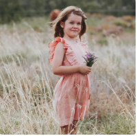 Girls Florence Summer Dress - Peach Pink Linen