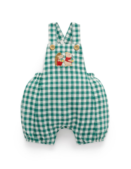 Gingham Overalls- Coriander