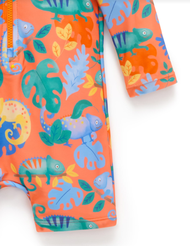 PRINTED L/S SUNSUIT-FIESTA CHAMELEON