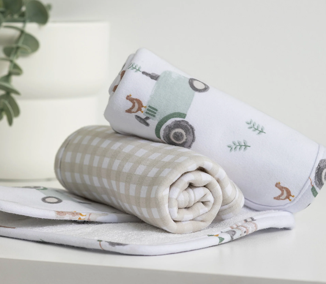 3pk Wash Cloths - Tractor Ride