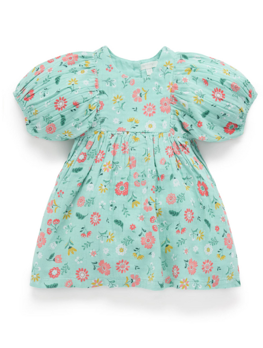 Gathered Dress- Guava Floral