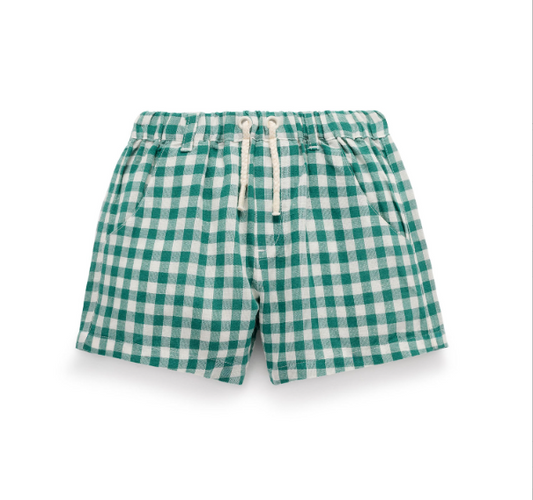 Gingham Short- Coriander