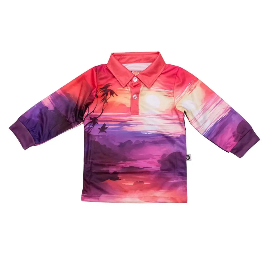 Kids Fishing Shirt Tropical Dusk